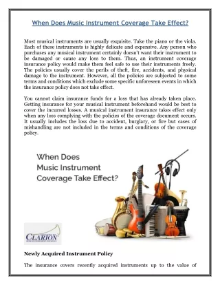 when does music instrument coverage take effect