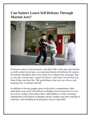 Can Seniors Learn Self Defence Through Martial Arts?