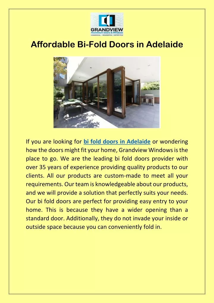 affordable bi fold doors in adelaide