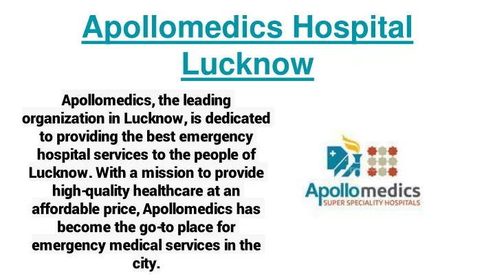 apollomedics hospital lucknow