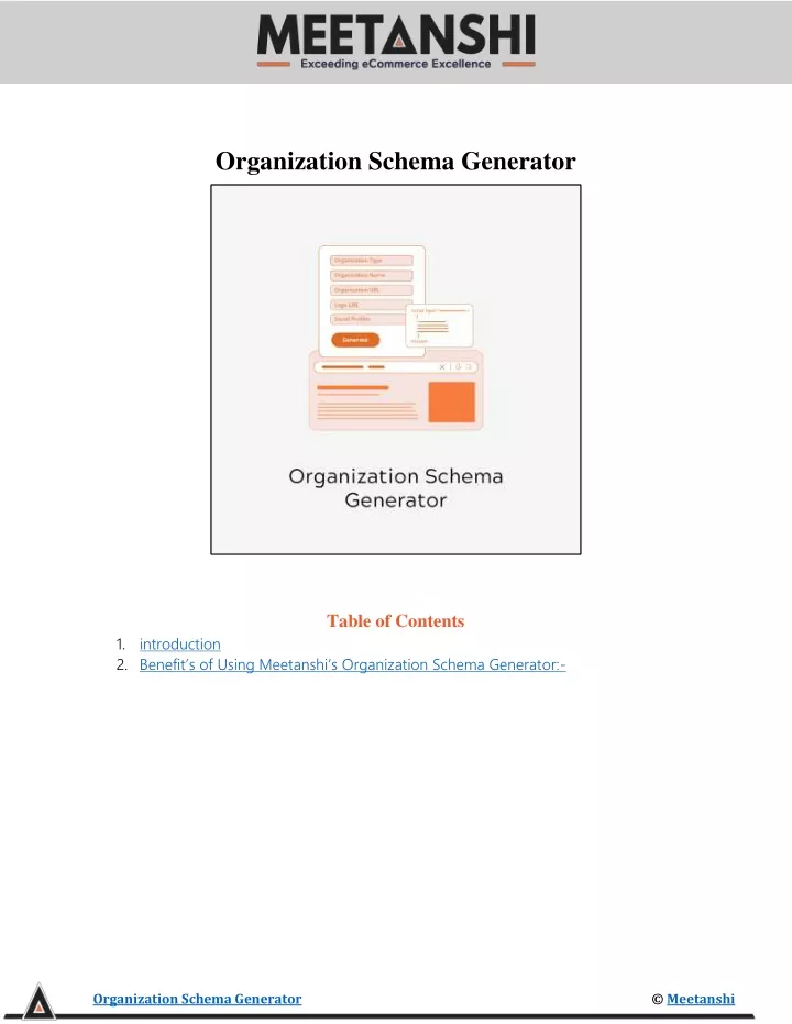 organization schema generator table of contents
