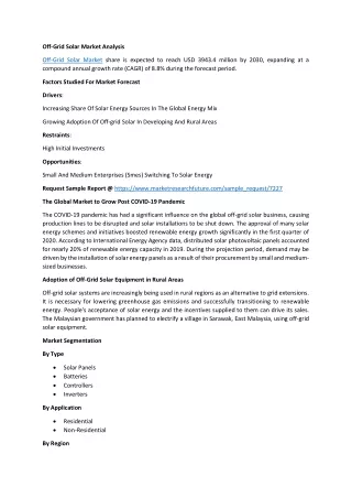 off grid solar market analysis