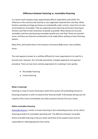 difference between factoring vs receivables