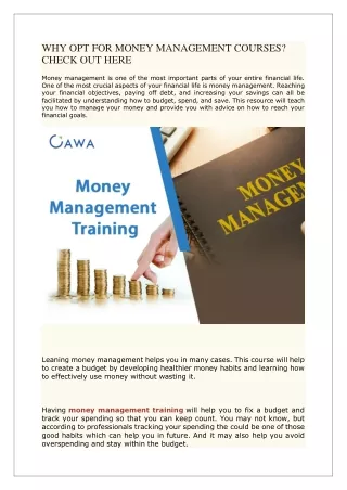 why opt for money management courses check