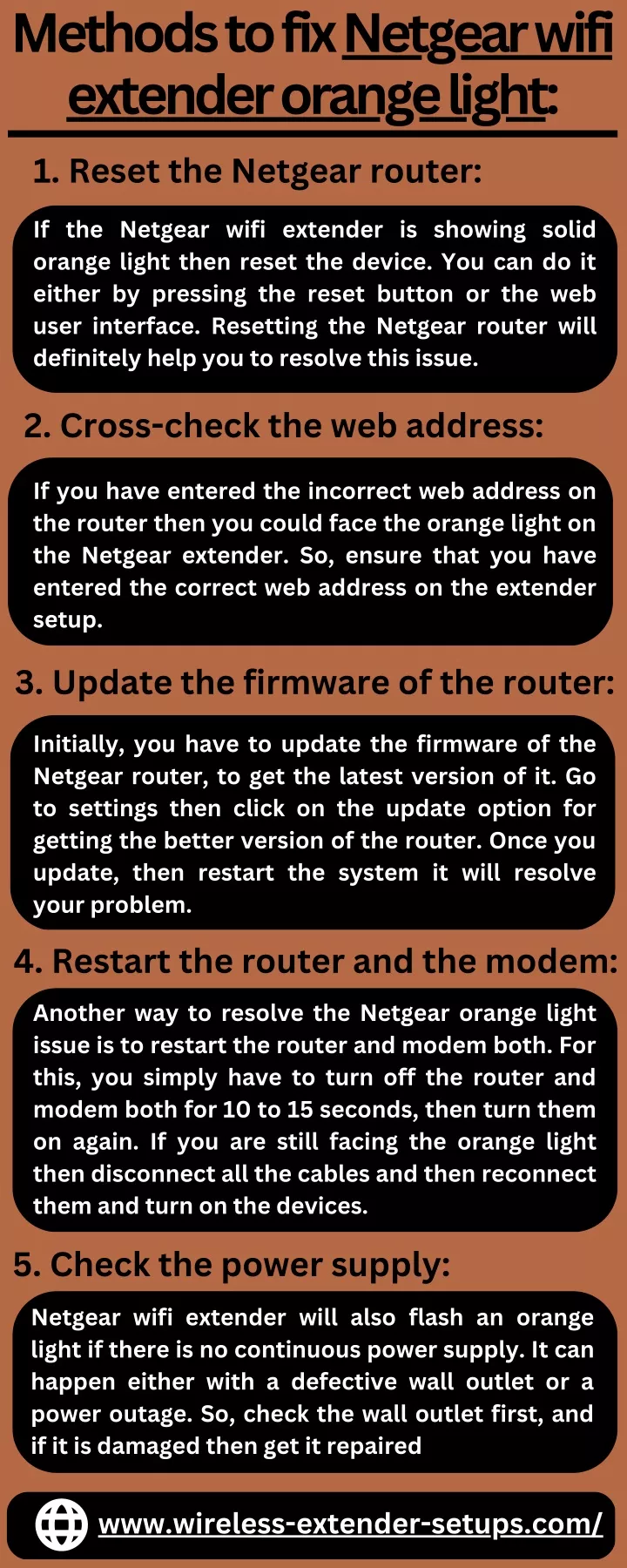 methods to fix netgear wifi extender orange light