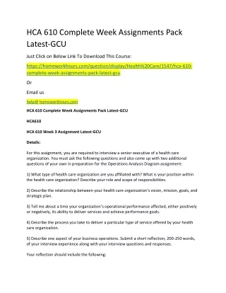 hca 610 complete week assignments pack latest