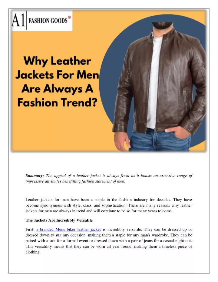 summary the appeal of a leather jacket is always