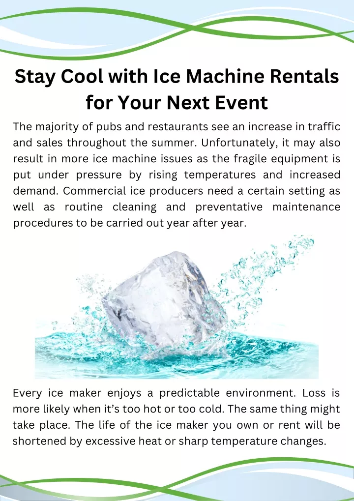 stay cool with ice machine rentals for your next