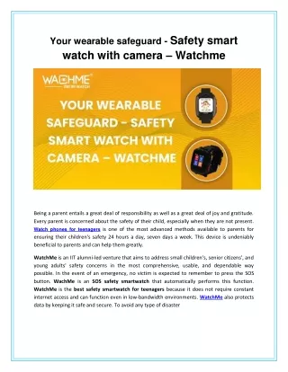 Your wearable safeguard - Safety smart watch with camera – Watchme