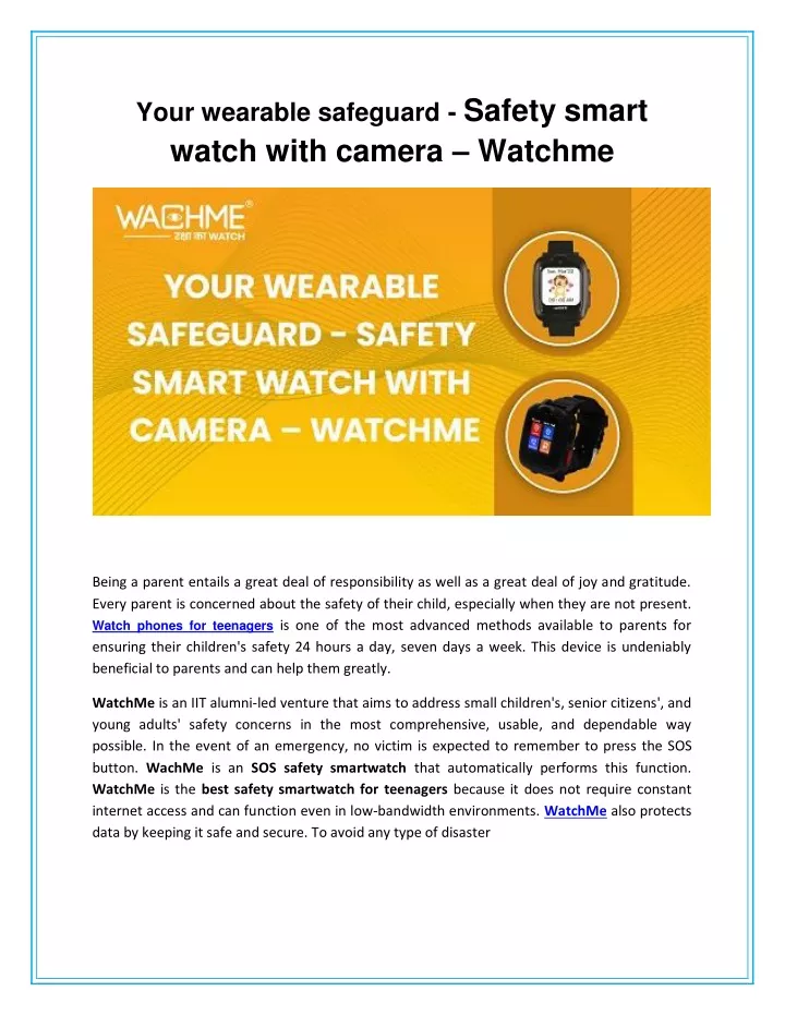 your wearable safeguard safety smart watch with