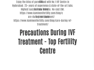 Precautions During IVF Treatment - Top Fertility Centre