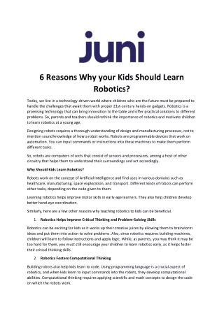 6 reasons why your kids should learn robotics