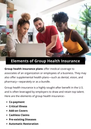 elements of group health insurance