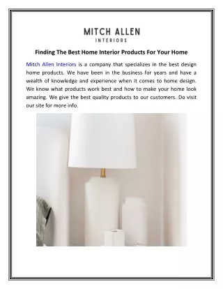 Finding The Best Home Interior Products For Your Home