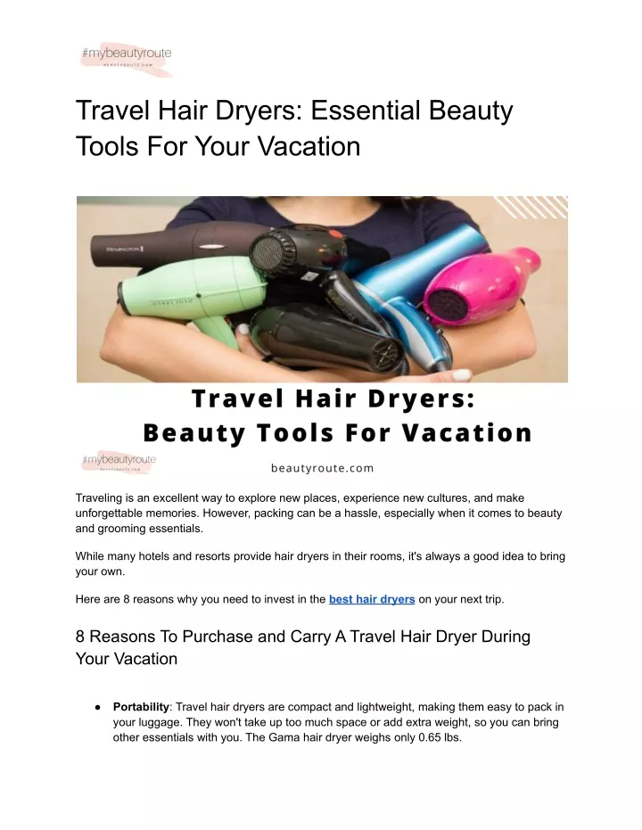 travel hair dryers essential beauty tools