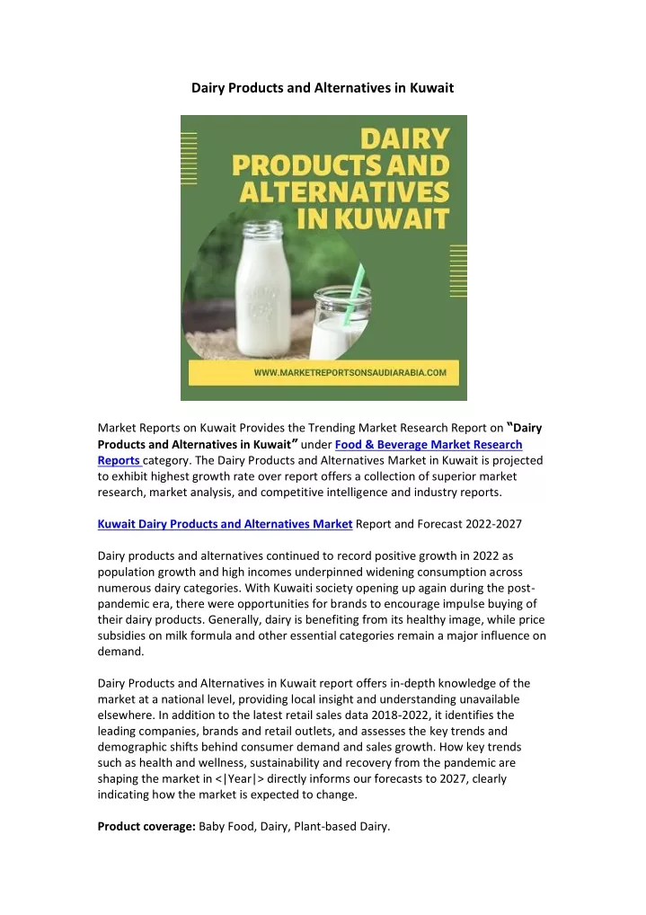 dairy products and alternatives in kuwait
