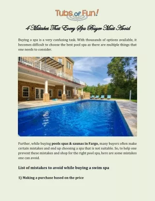spa buyer must avoid