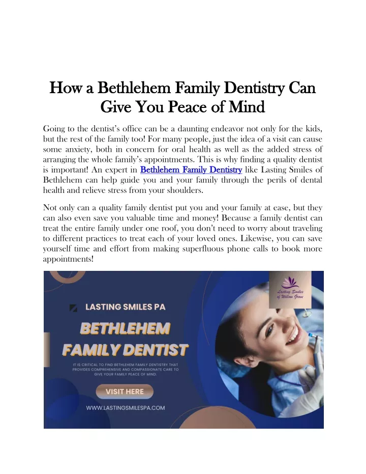 how a bethlehem family dentistry