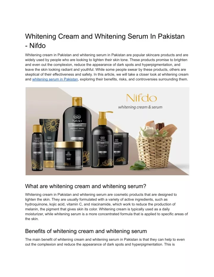 whitening cream and whitening serum in pakistan