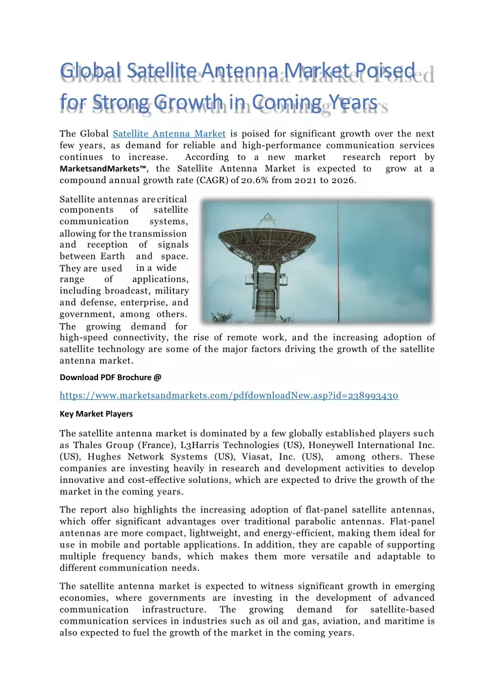 global satellite antenna market poised for strong growth in coming years