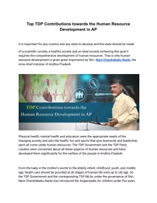 Top TDP Contributions towards the Human Resource Development in AP