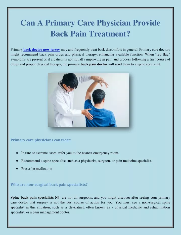 can a primary care physician provide back pain