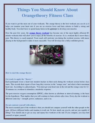 Things You Should Know About Orangetheory Fitness Class