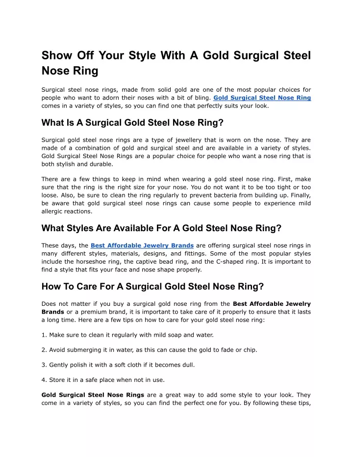 show off your style with a gold surgical steel