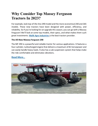 why consider top massey ferguson tractors in 2023