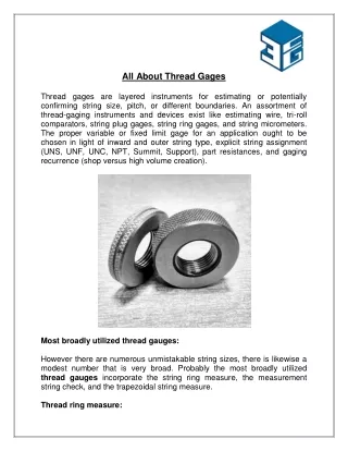 All About Thread Gages