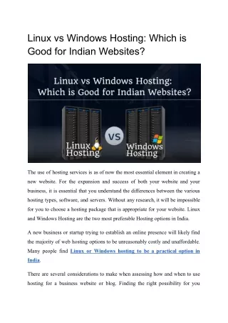 linux vs windows hosting which is good for indian