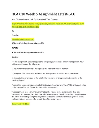 hca 610 week 5 assignment latest gcu just click