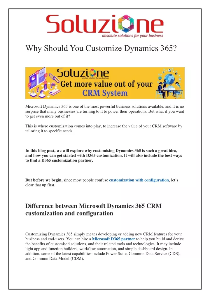 why should you customize dynamics 365