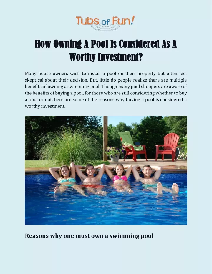 how owning a pool is considered as a how owning