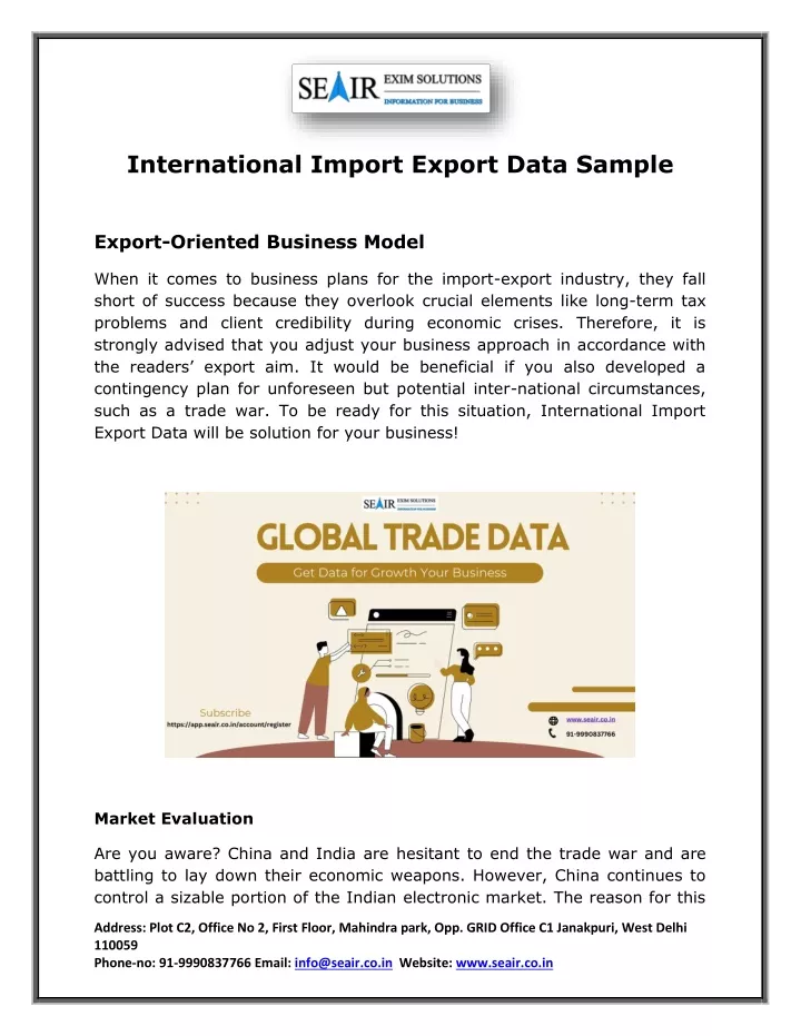 international import export data sample