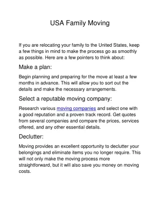 USA Family Moving