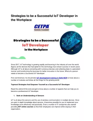 strategies to be a successful iot developer