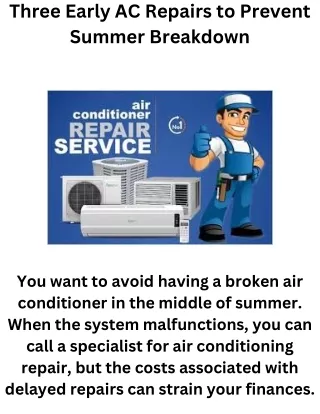 Three Early AC Repairs to Prevent Summer Breakdown