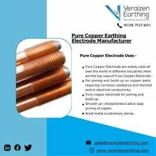 Pure Copper Earthing Electrode | Copper Bonded Threaded Electrode | GI Pipe In S