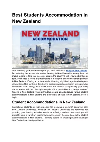Best Students Accommodation in New Zealand