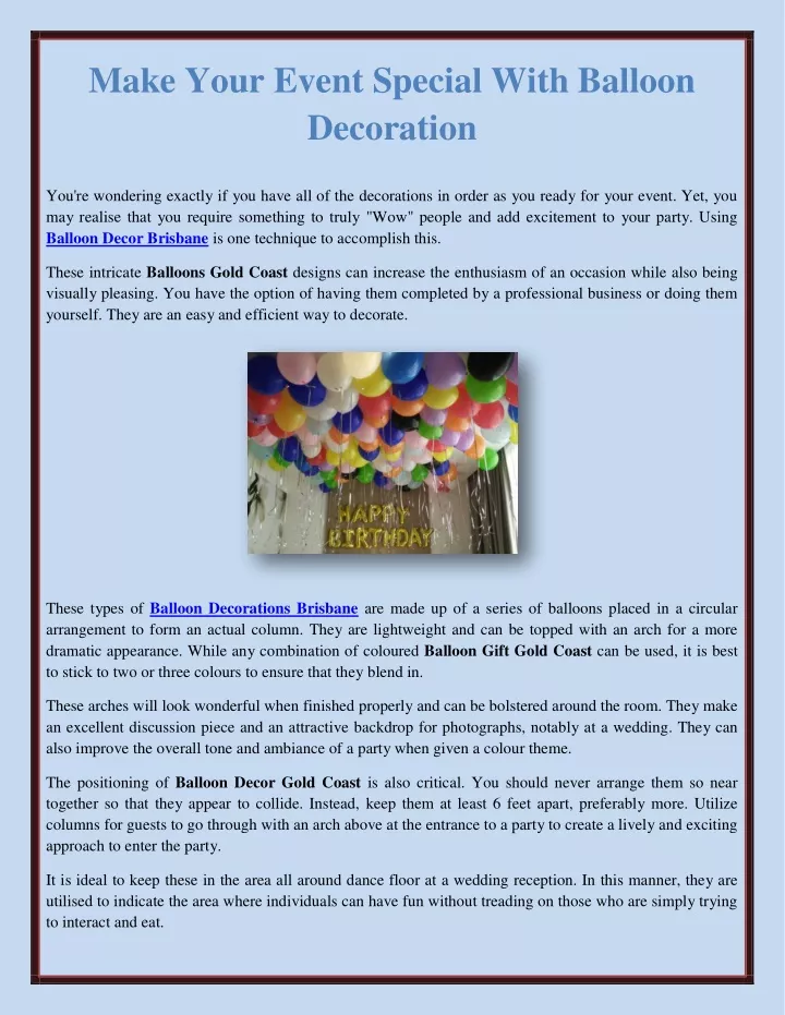 make your event special with balloon decoration