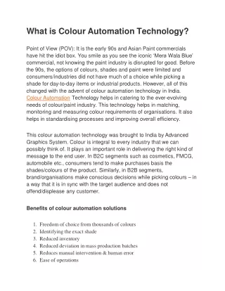 what is colour automation technology
