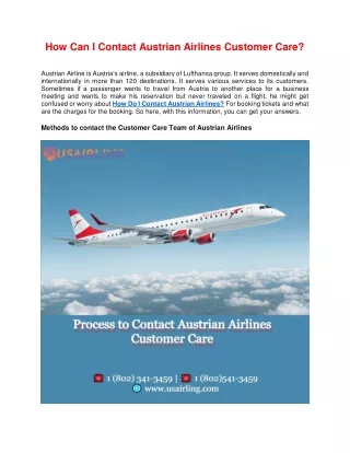 How can I contact Austrian Airlines Customer care