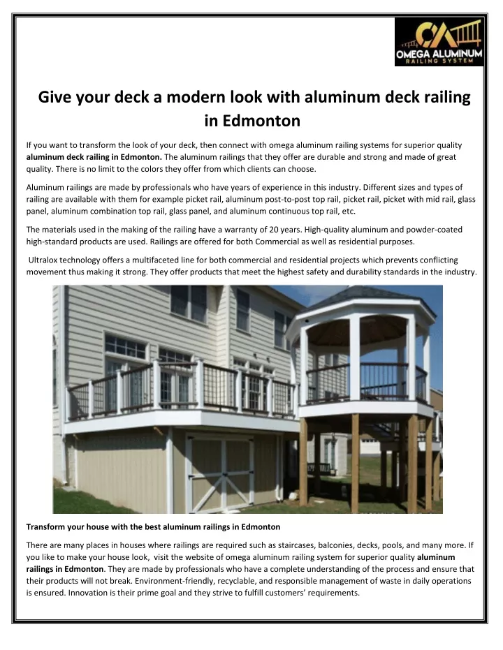 give your deck a modern look with aluminum deck