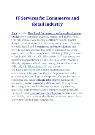 IT Services for Ecommerce and Retail Industry