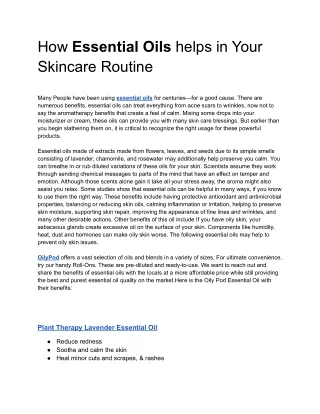 How Essential Oils helps in Your Skincare Routine- OilyPod