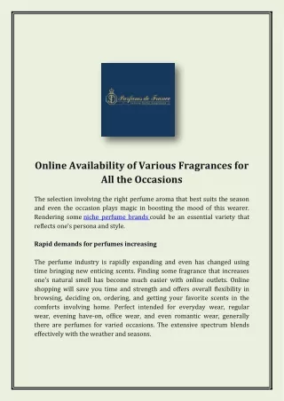 Online Availability of Various Fragrances for All the Occasions