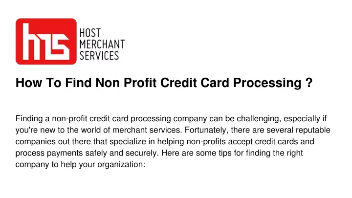 how to find non profit credit card processing
