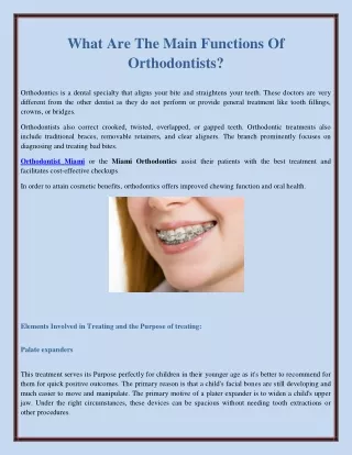 What Are The Main Functions Of Orthodontists?