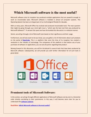 Which Microsoft software is the most useful